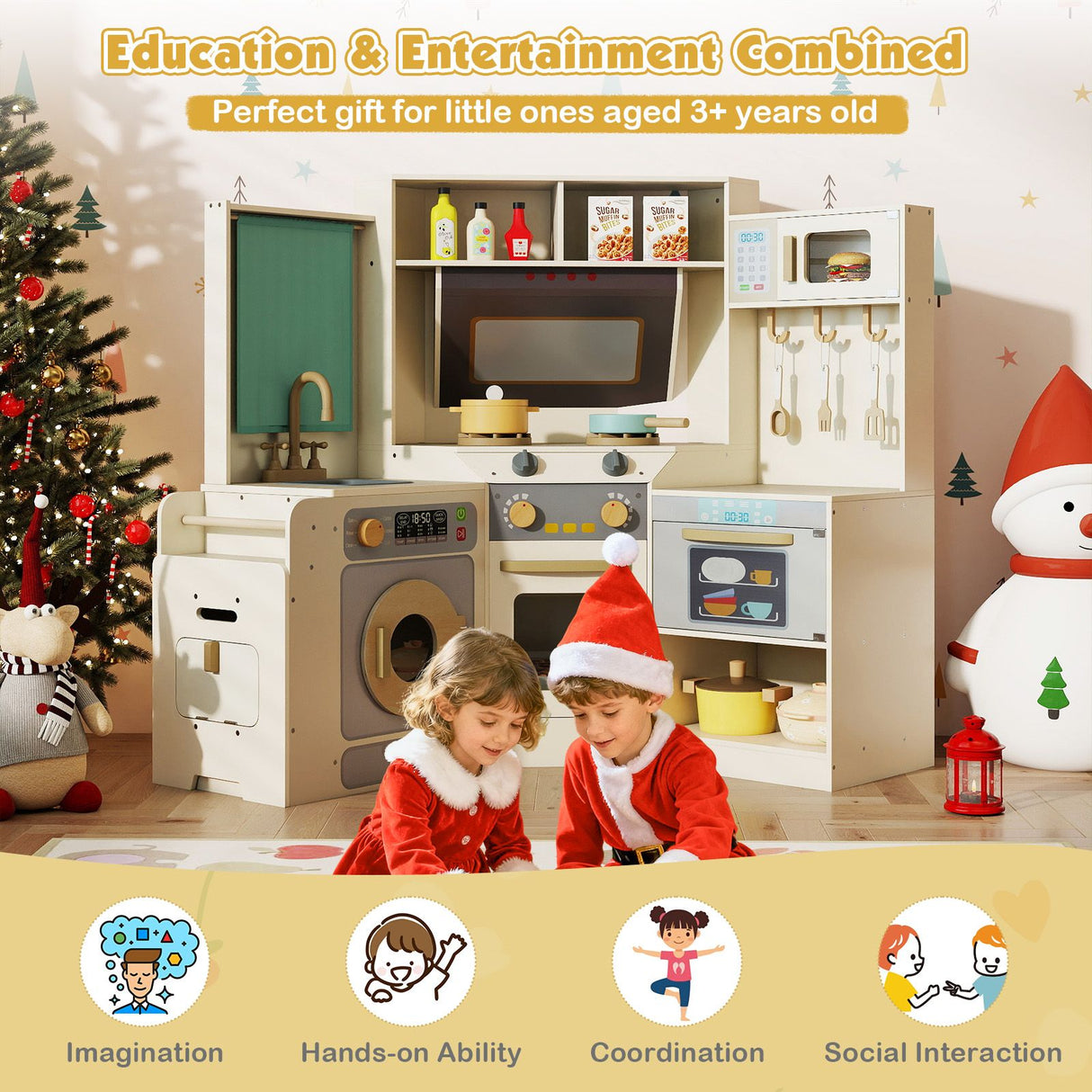 Corner Kitchen with Pull-out Trash Can and Cooking Accessories