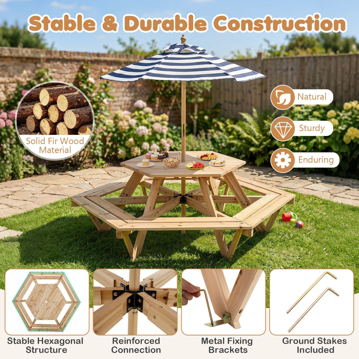 Children Activity Table with Chairs Picnic Table for Backyard Deck