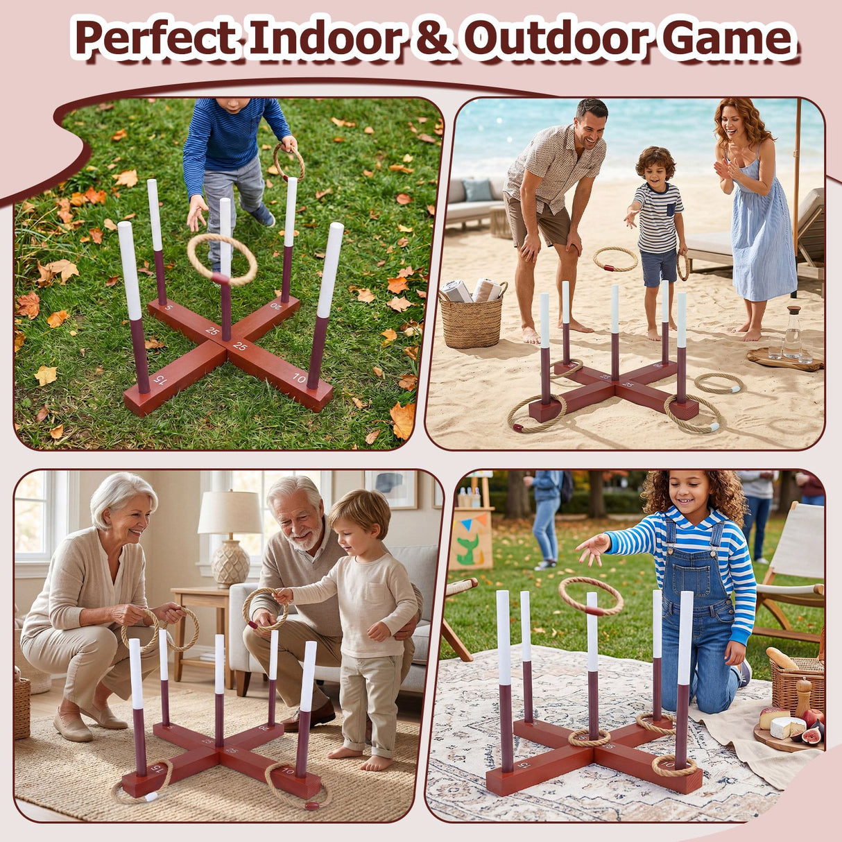 Ring Toss Yard Game Set with 6 Rings for Party and Outdoor Activities