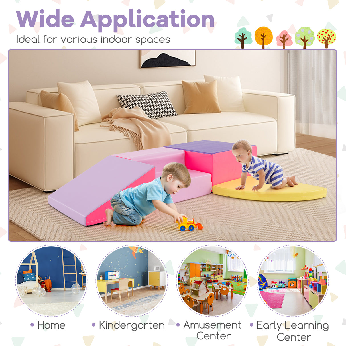 BABY JOY 4-Piece Climb and Crawl Foam Play Set, Soft Toddler Corner Climbing Sliding Blocks