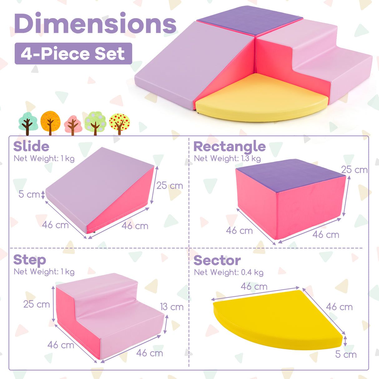 BABY JOY 4-Piece Climb and Crawl Foam Play Set, Soft Toddler Corner Climbing Sliding Blocks