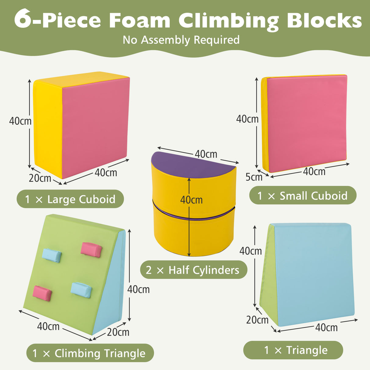 6-Piece Foam Climbing Blocks - Baby Joy