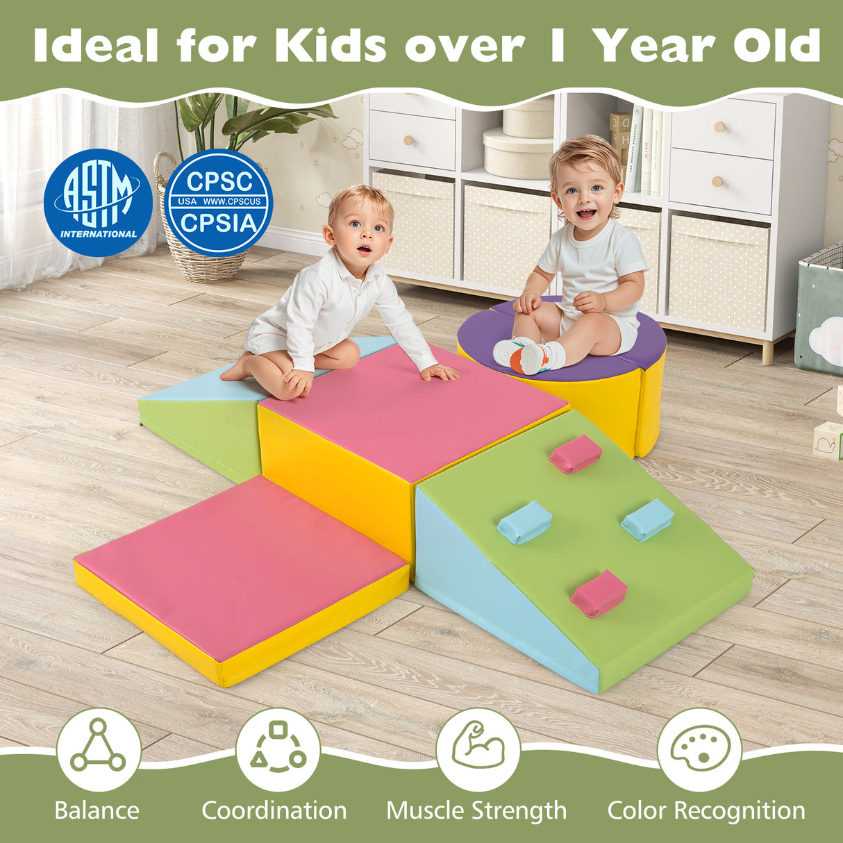 6-Piece Foam Climbing Blocks - Baby Joy