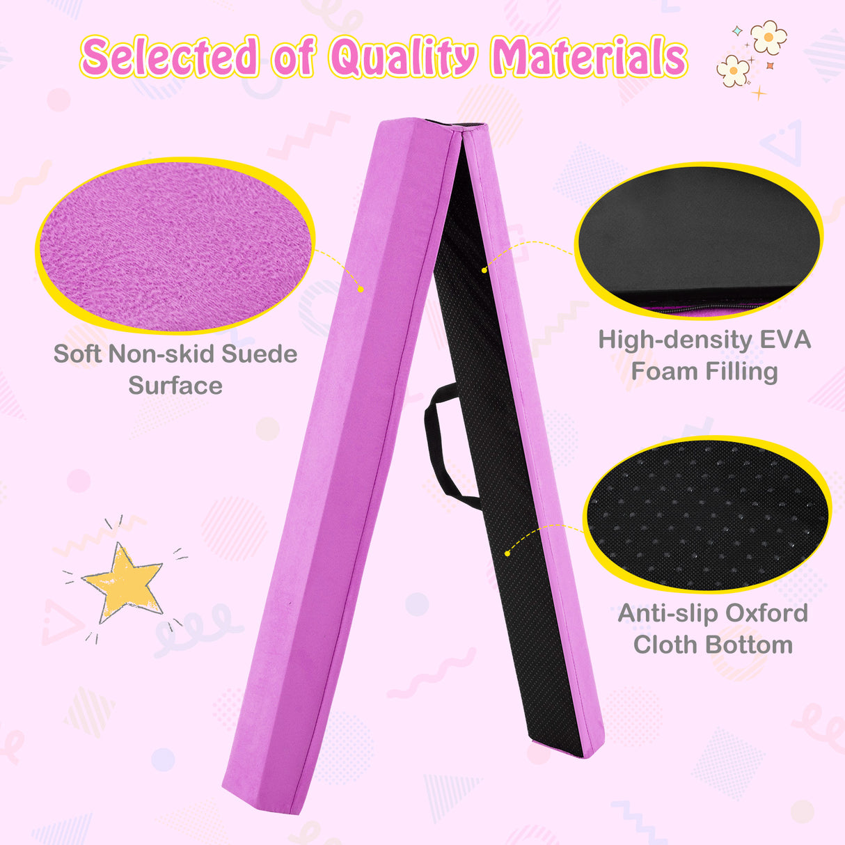2.1M Folding Balance Beam with Carry Handle and Foam Padding