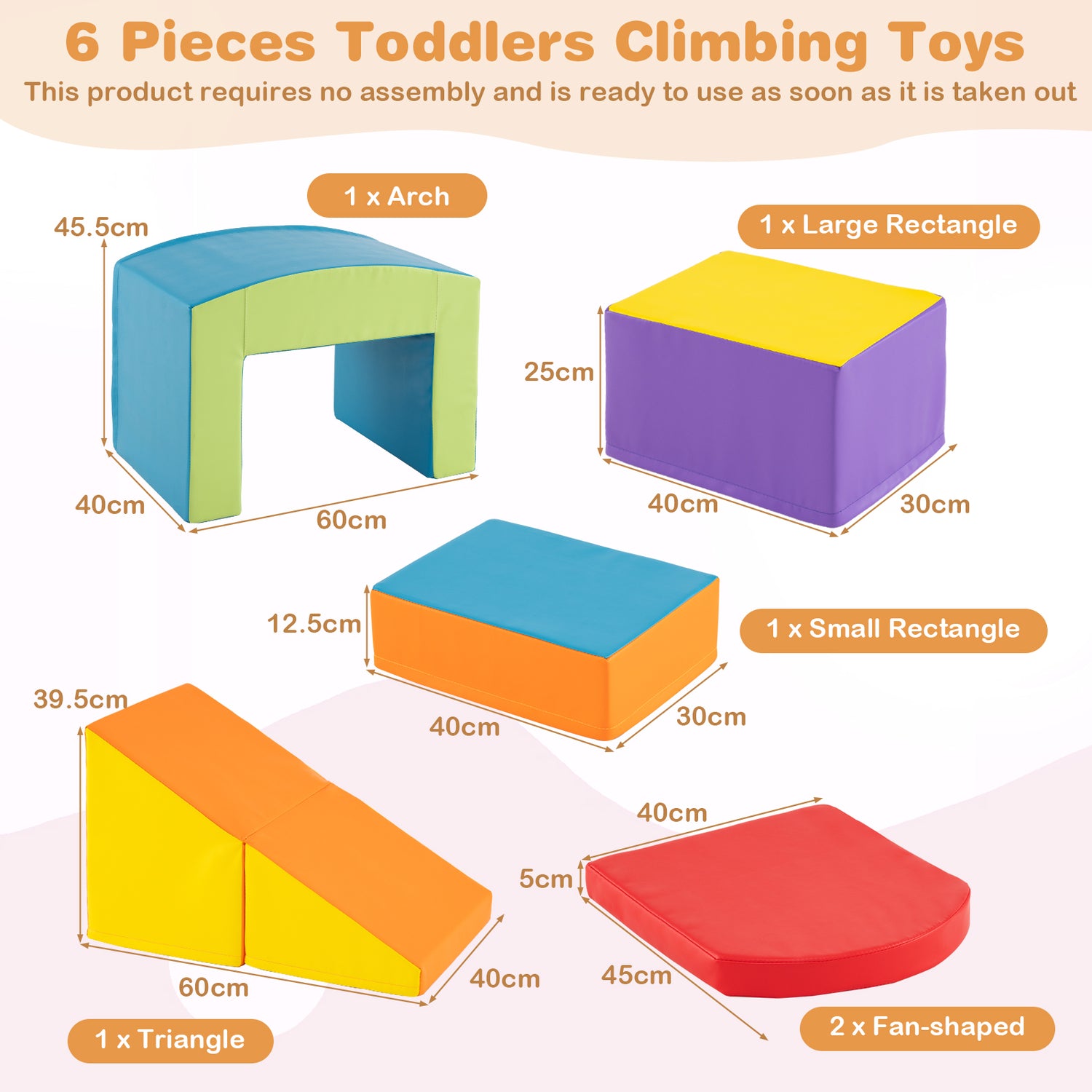 6 PCS Foam Climbing Blocks - Baby Joy
