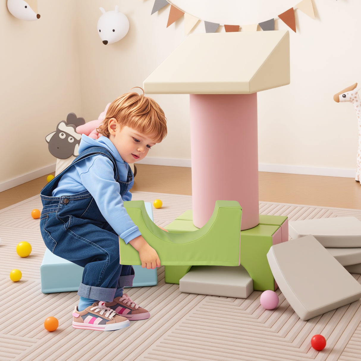 10-Piece Foam Climbing Toys for Toddlers, Soft Foam PU Leather Building Blocks for Kids 1-3 Years Old