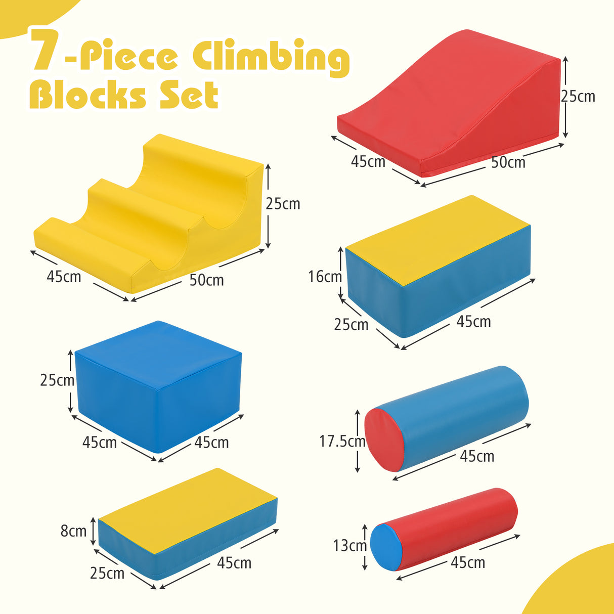 7 Pcs Foam Building Blocks Set for Kids, Creative Learning Toy Set for Toddlers