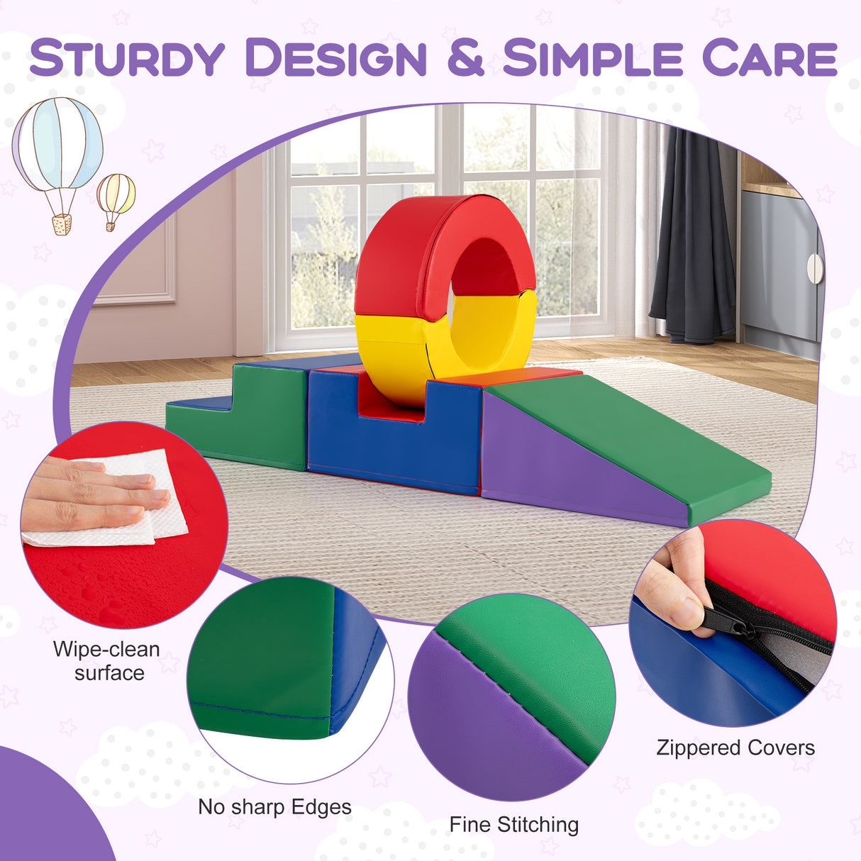 5 Pieces Kids Climbing Foam Blocks Playset Soft Play Climb and Crawl Playset
