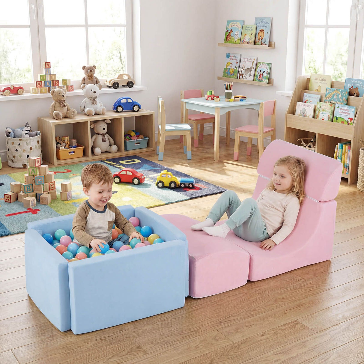 Foam Climbing Blocks for Toddlers Kids Soft Play Set with Ball Pit and Suede Covers