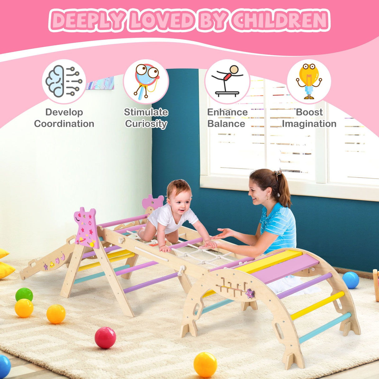 9-in-1 Foldable Baby Climbing Toys with Climbing Rope Ladder