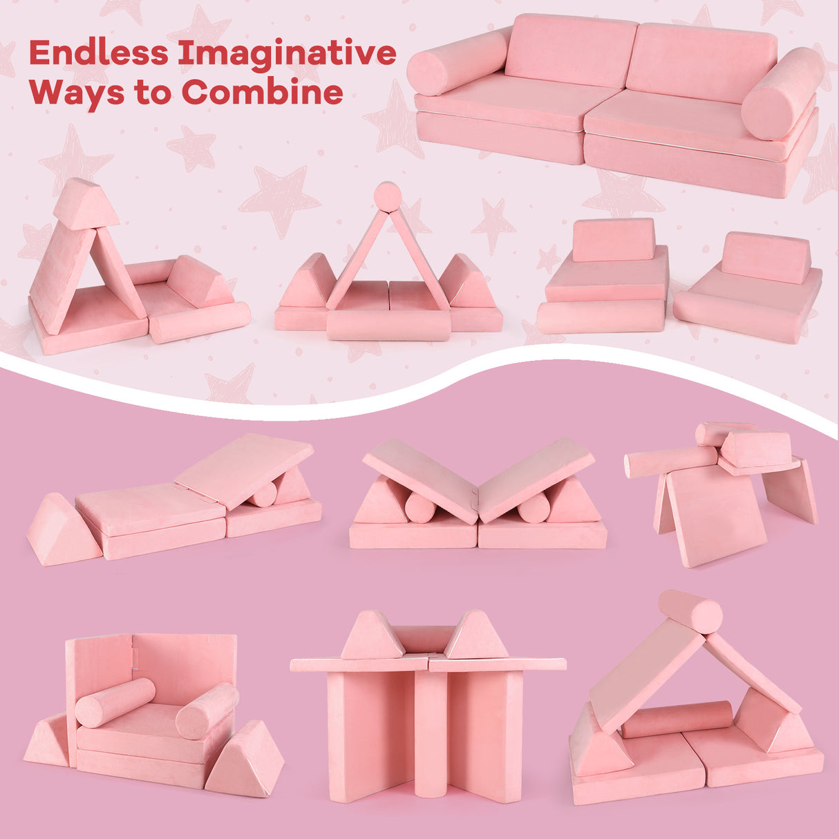 HONEY JOY 8 PCS Kids Play Couch