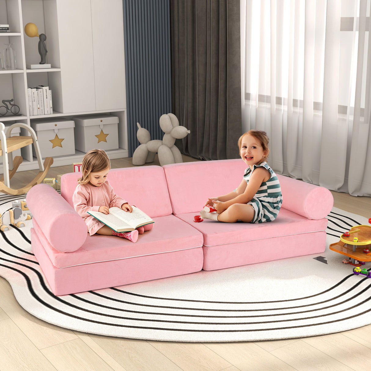 HONEY JOY 8 PCS Kids Play Couch