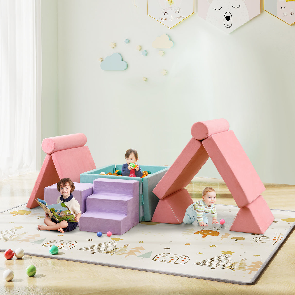 HONEY JOY 8 PCS Kids Play Couch