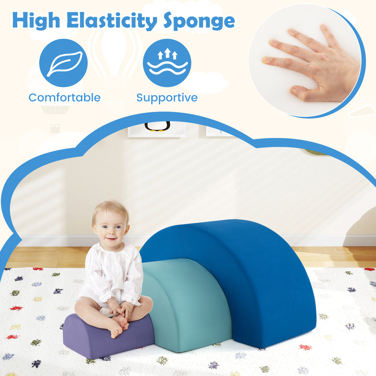 Rainbow Arc Climber Playset, Foam Climbing Blocks for Playroom