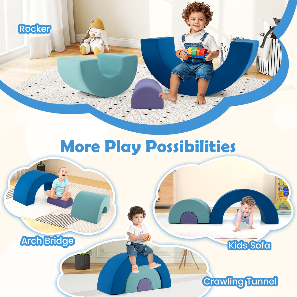 Rainbow Arc Climber Playset, Foam Climbing Blocks for Playroom