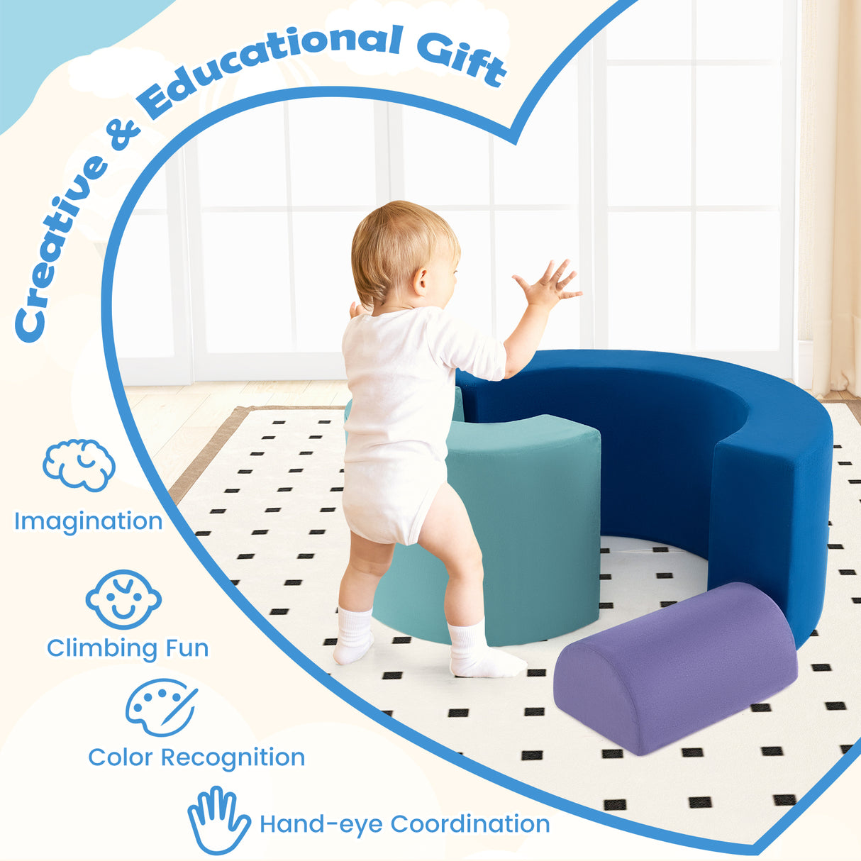 Rainbow Arc Climber Playset, Foam Climbing Blocks for Playroom