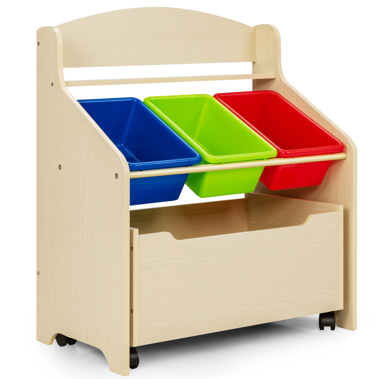 Kids Wooden Storage Cabinet, Preschool/Homeschooling Mobile Organizer Shelf