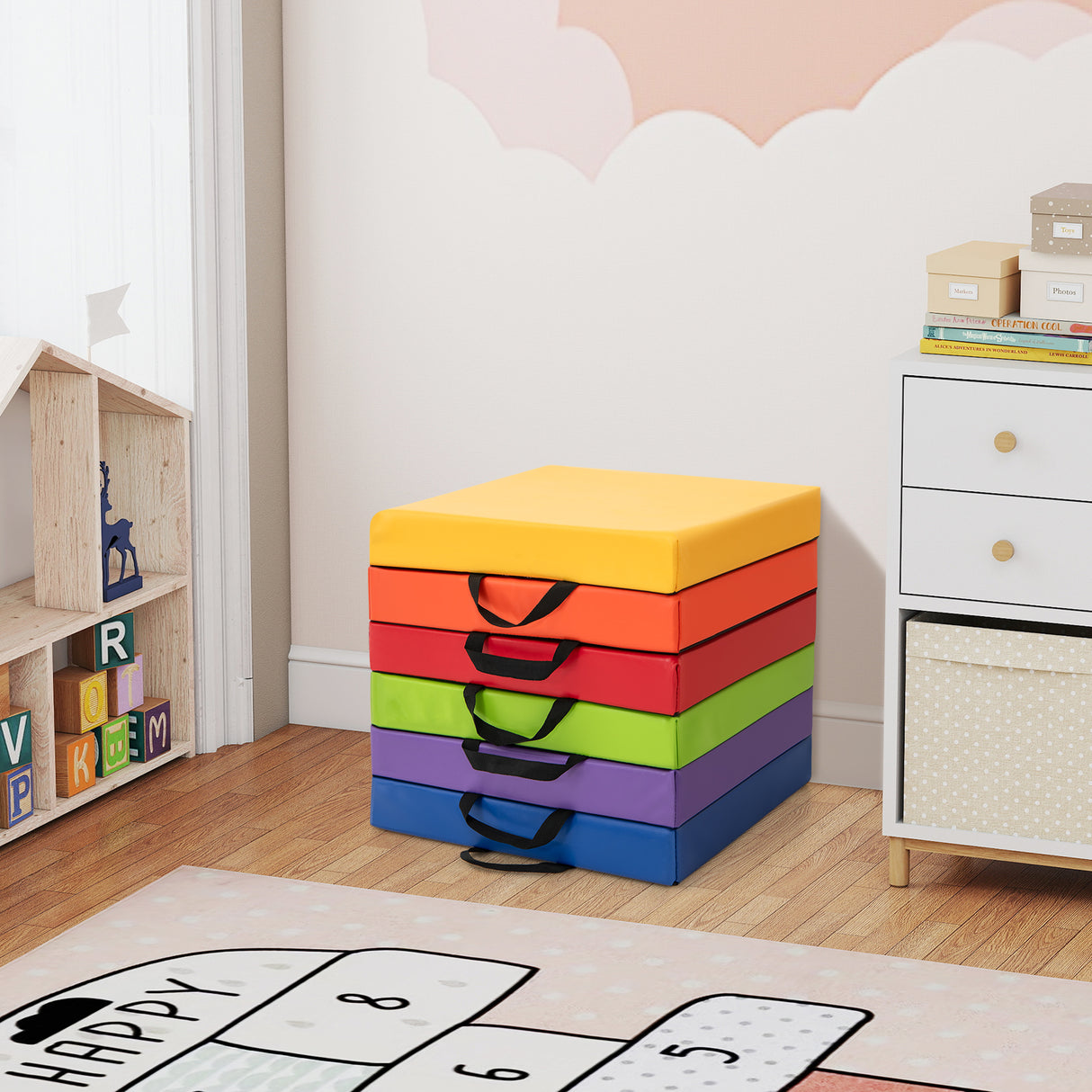 6 PCS Square Floor Cushions, Soft Sponge Floor Pillows for Classroom Home Nursery Kids Room Daycare