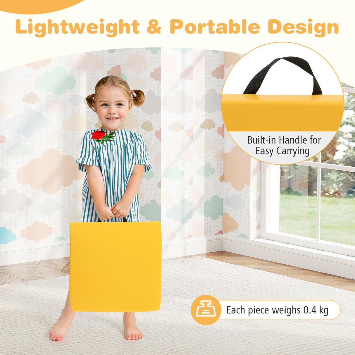 6 PCS Square Floor Cushions, Soft Sponge Floor Pillows for Classroom Home Nursery Kids Room Daycare