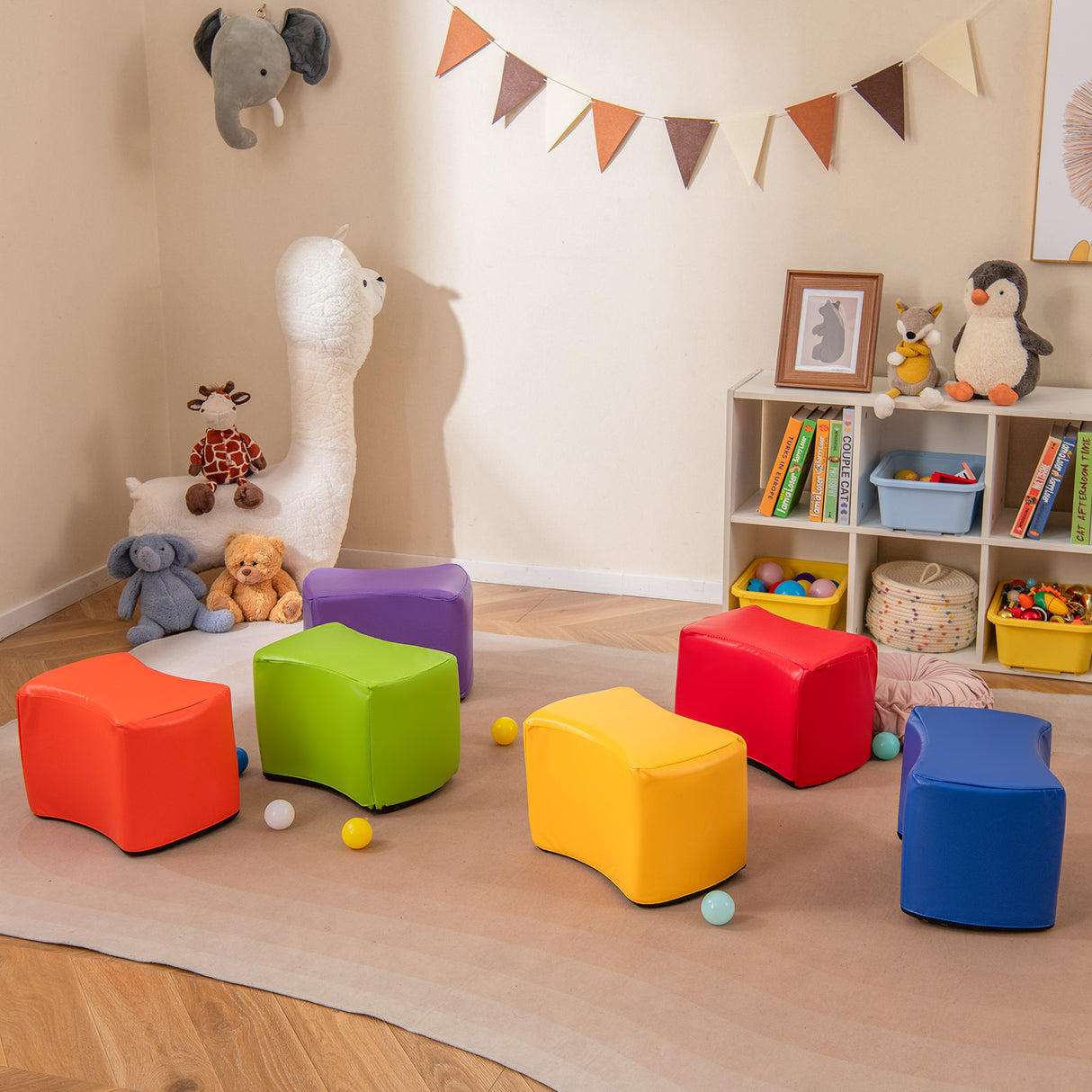 6 PCS Modular Stool Set, Butterfly Stools for Kids Rooms, Classrooms, Daycares