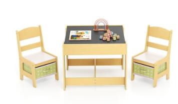 HONEY JOY 3 in 1 Kids Wooden Table & 2 Chair Set