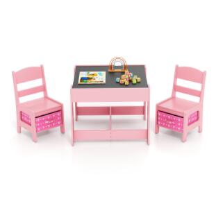 HONEY JOY 3 in 1 Kids Wooden Table & 2 Chair Set