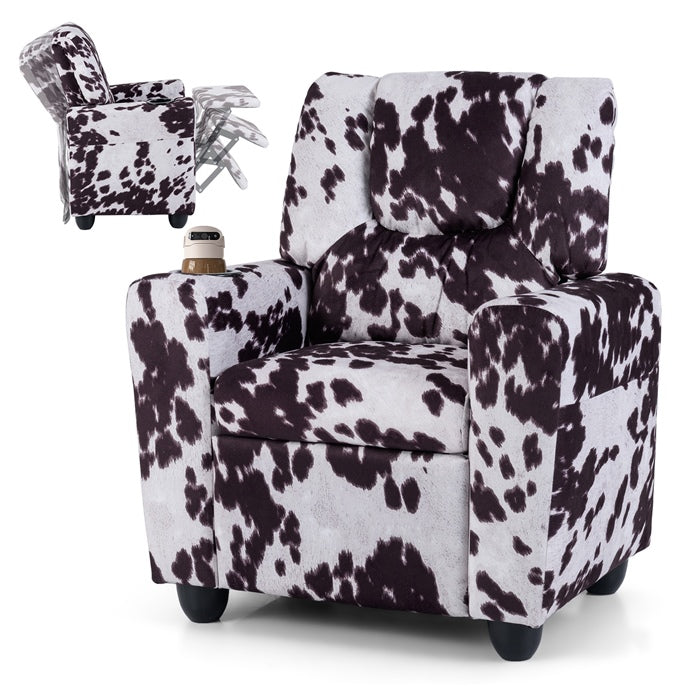 Kids Recliner Chair, PU Leather Push Back Toddler Sofa with Cup Holder