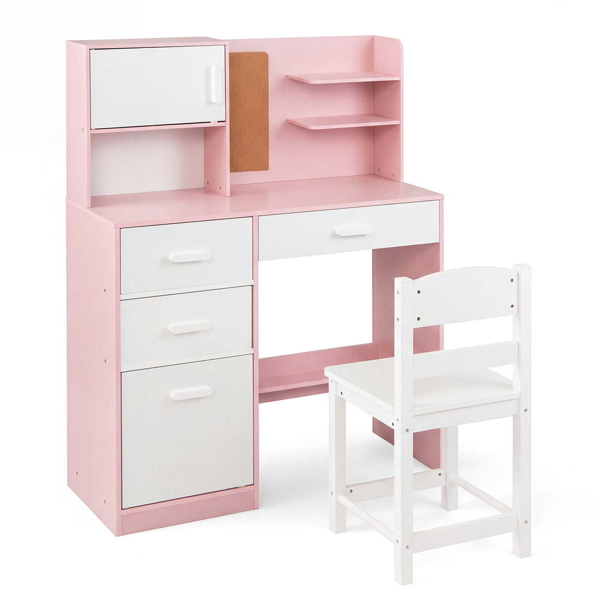 HONEY JOY Kids Desk and Chair Set, Study Table w/Hutch, Bulletin Board