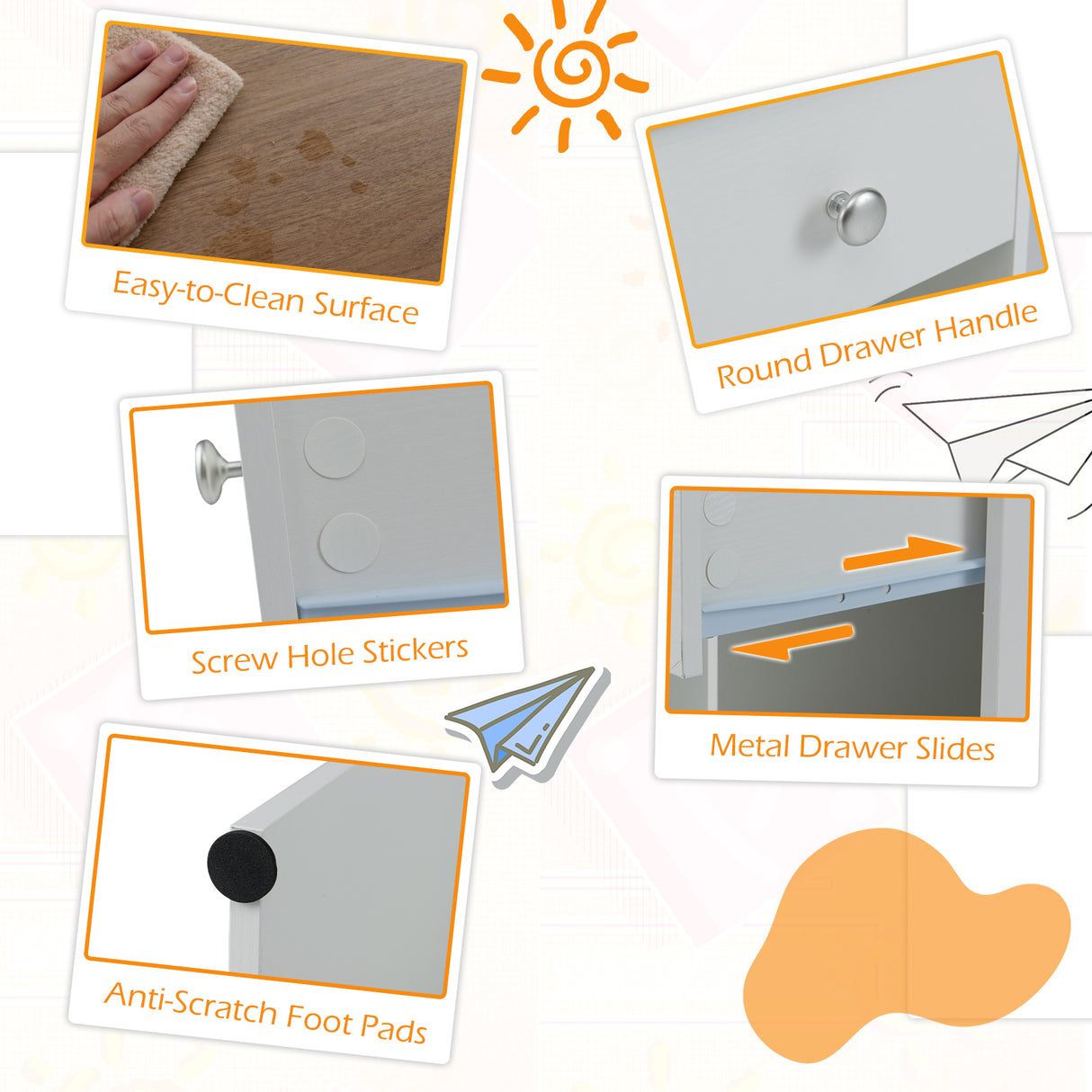 HONEY JOY Kids Study Desk, Children Writing Table w/Hutch