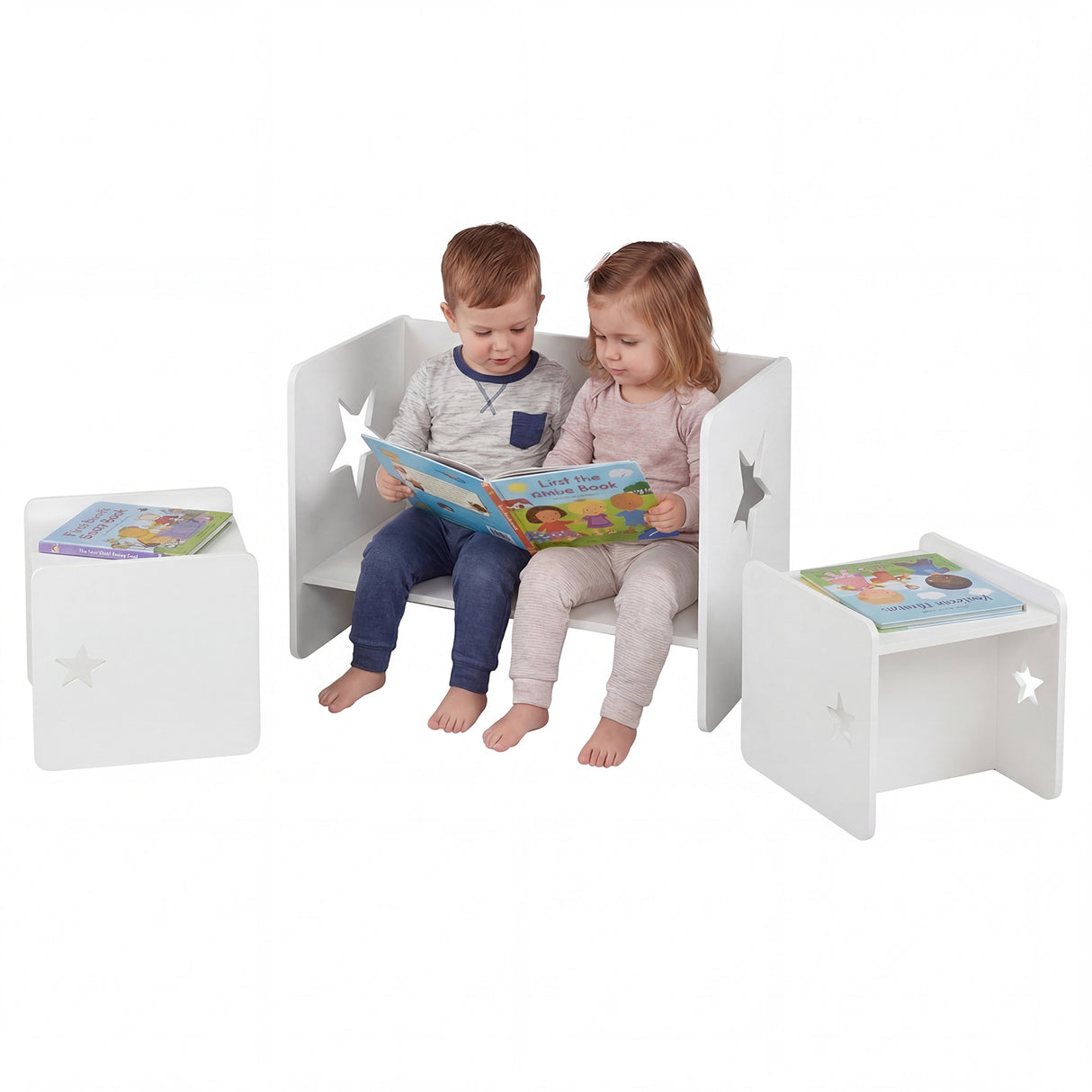 3 PCS Kids Table and Chair Set, Space-Saving Toddler Activity Desk and 2 Chairs