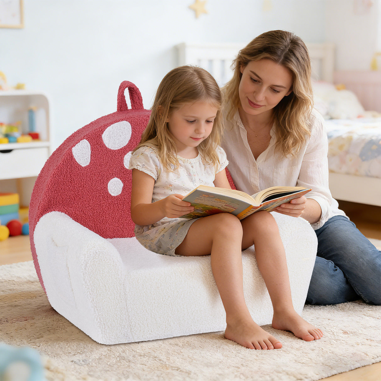 Toddler Foam Couch with Soft Fleece Fabric Cover and Cute Reading Chair