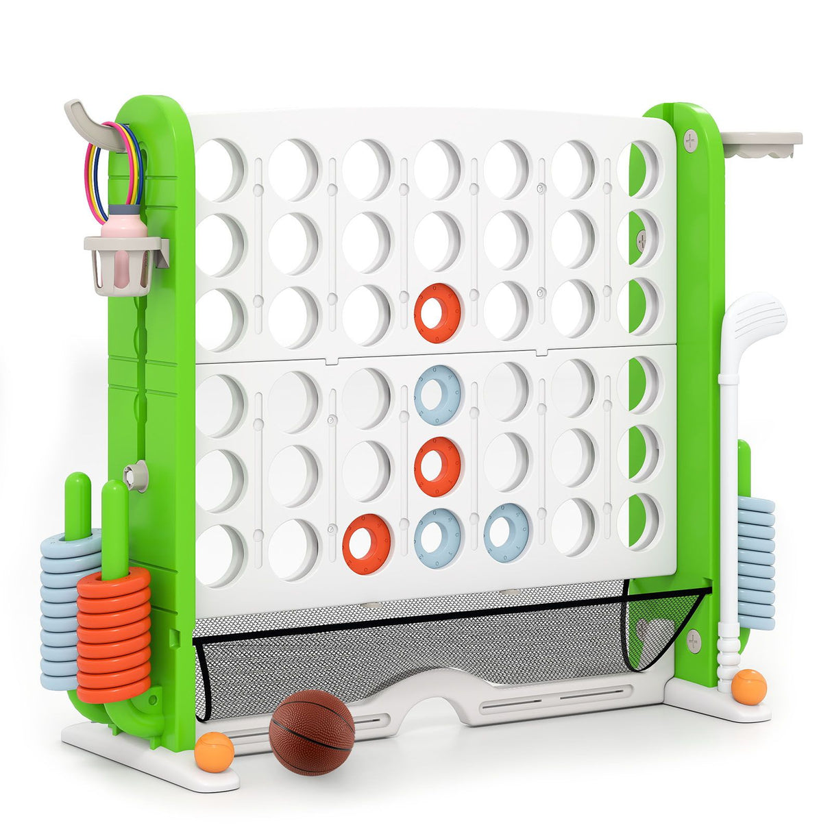 Jumbo 4-to-Score Game with Ring-toss and Basketball for Parties