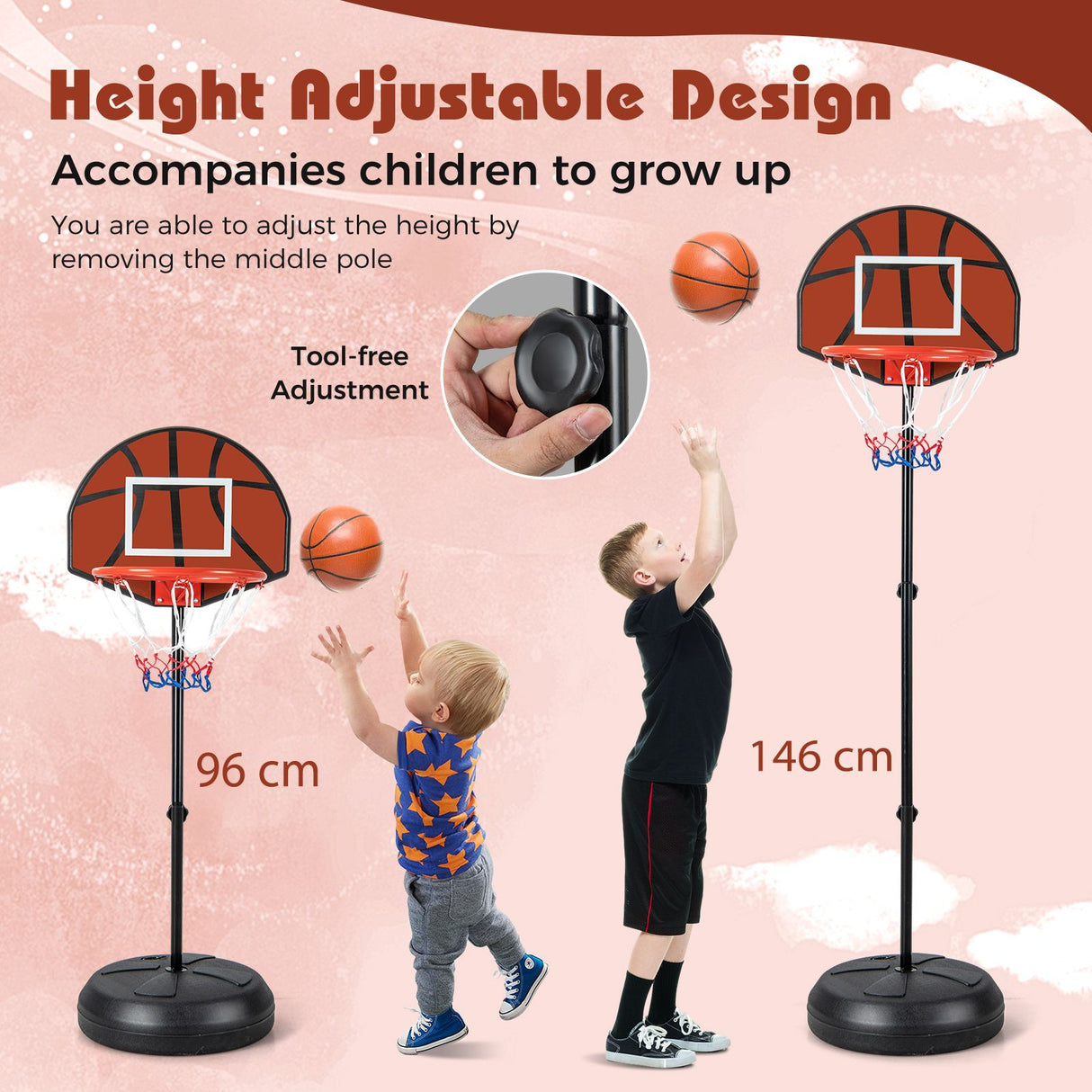 Kids Basketball Hoop with Dart Board and Double-sided Backboard