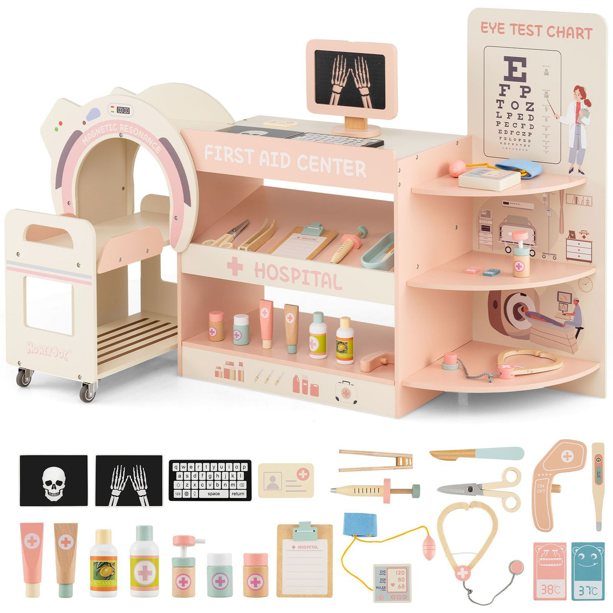Kids Doctor Play Set with Eye Chart and Toy CT Machine for Kids