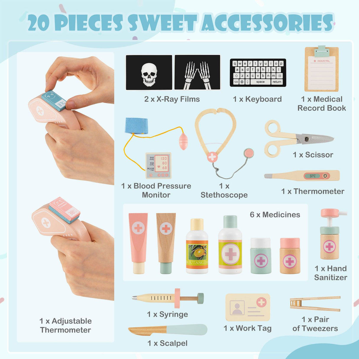 Kids Doctor Play Set with Eye Chart and Toy CT Machine for Kids