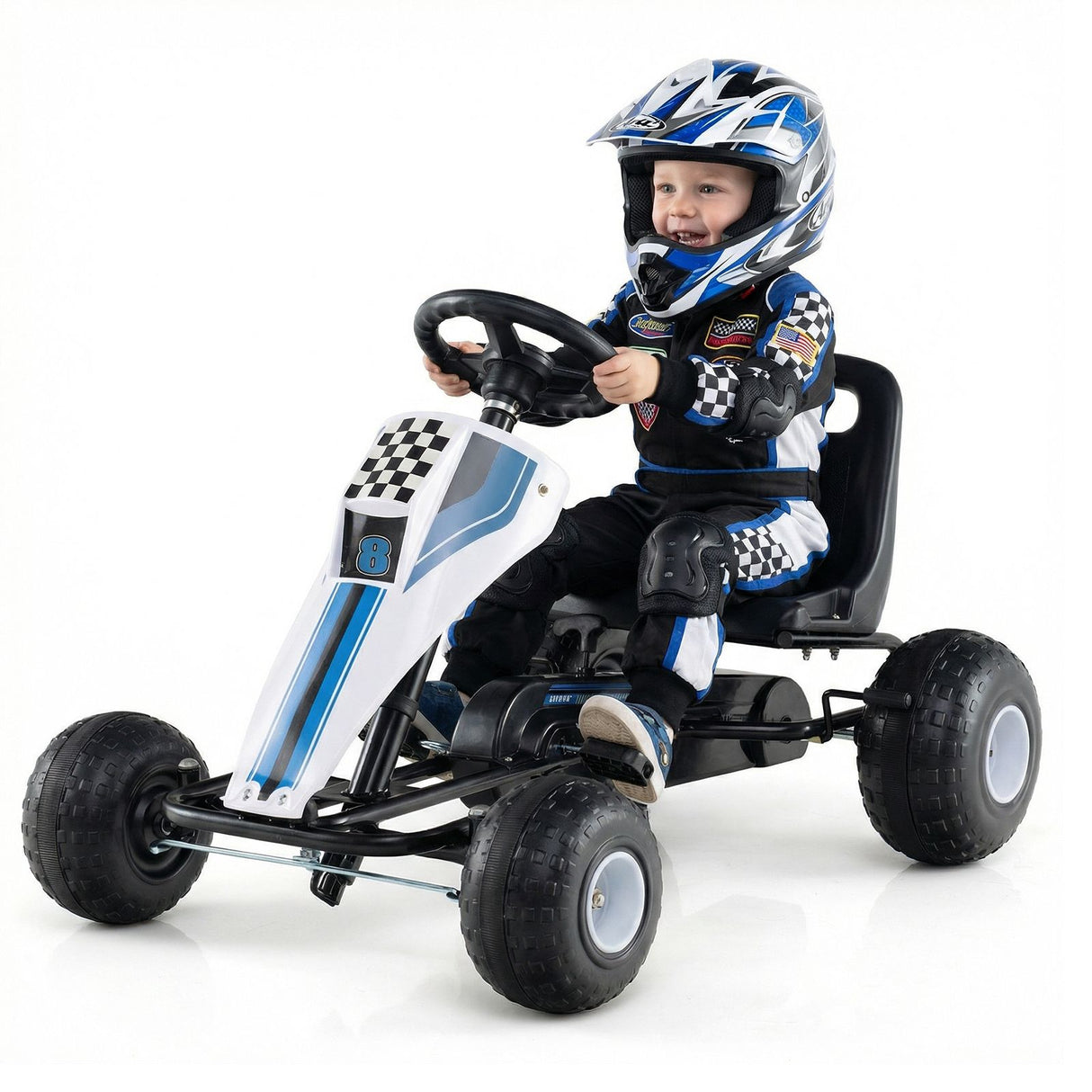 Kids Pedal Go Kart with Ergonomic Seat and Wear-Resistant Wheels for Boys and Girls