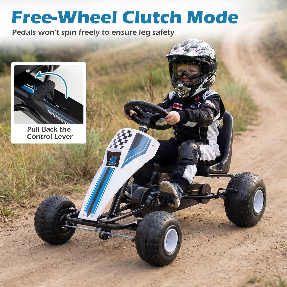 Kids Pedal Go Kart with Ergonomic Seat and Wear-Resistant Wheels for Boys and Girls