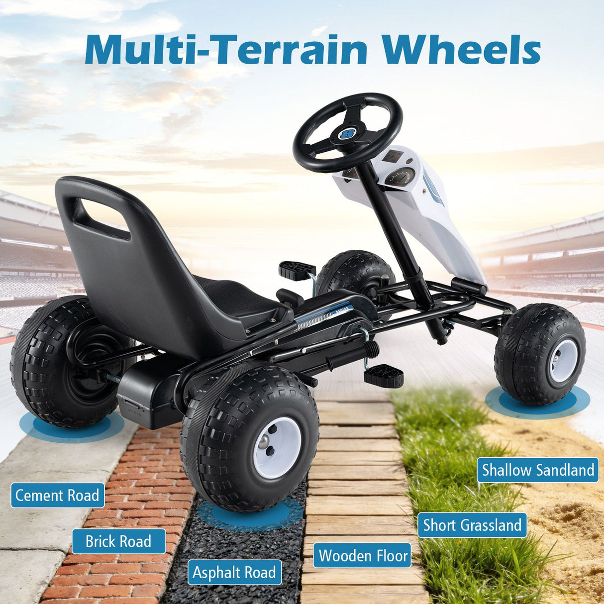 Kids Pedal Go Kart with Ergonomic Seat and Wear-Resistant Wheels for Boys and Girls