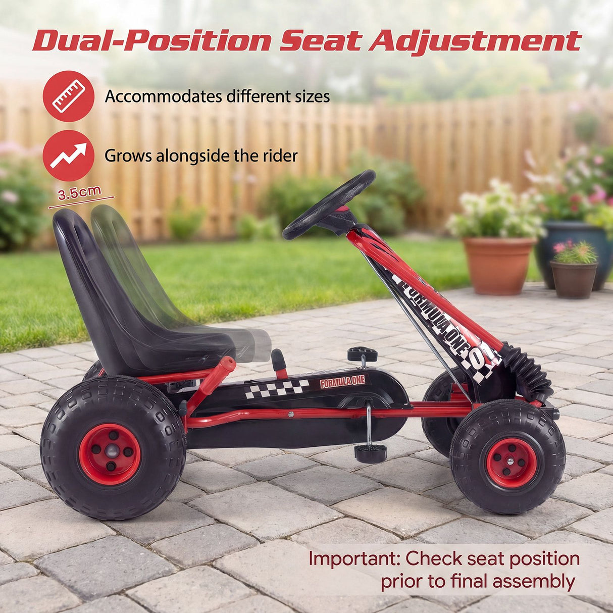 Kids Pedal Go Kart with Steering Wheel and Wear-Resistant Wheels for Boys and Girls