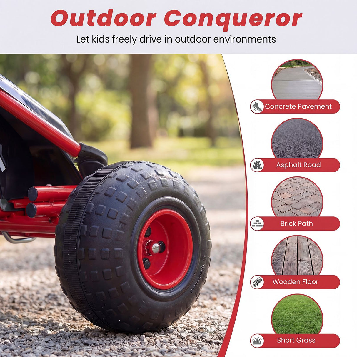 Kids Pedal Go Kart with Steering Wheel and Wear-Resistant Wheels for Boys and Girls