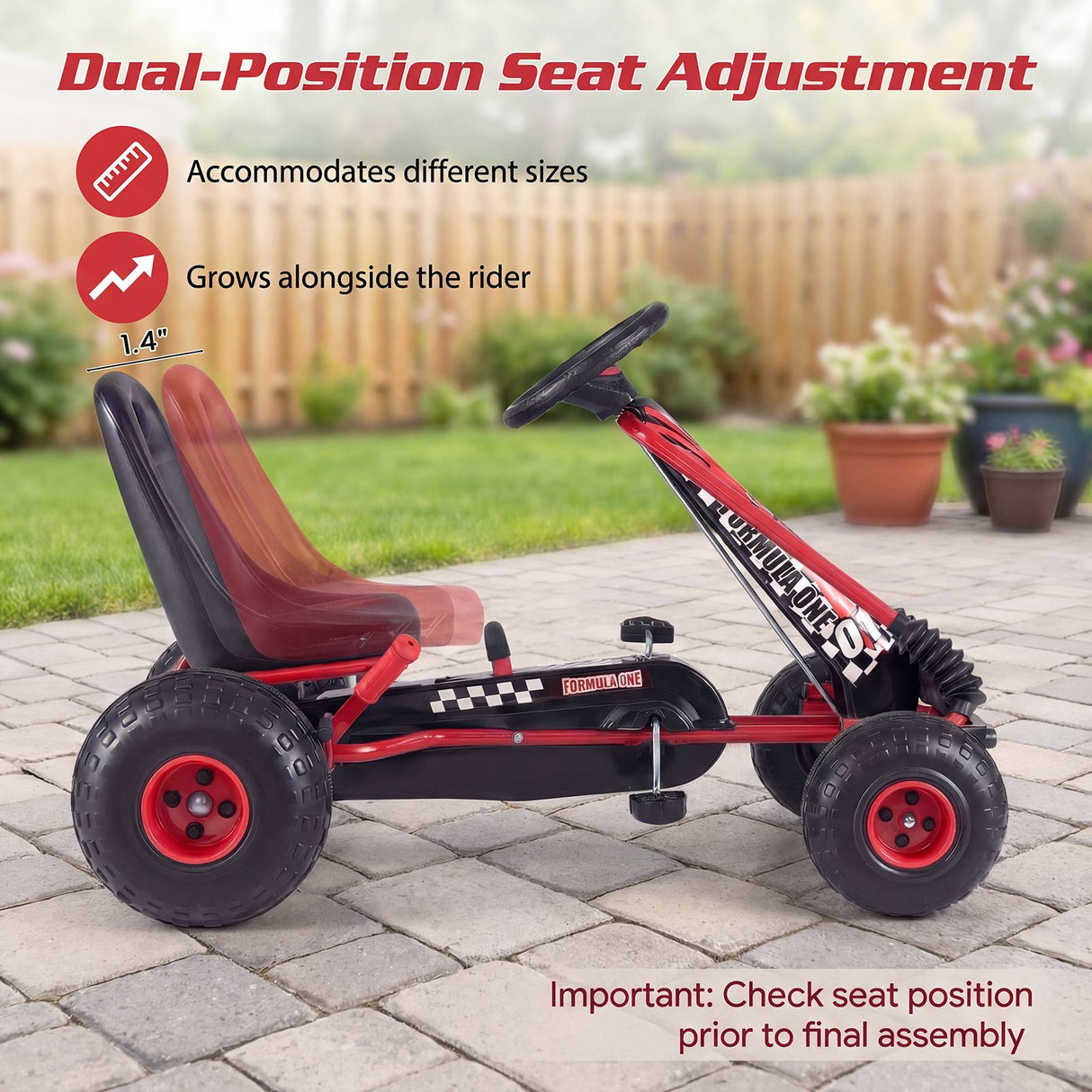 Kids Pedal Go Kart with Steering Wheel and Wear-Resistant Wheels for Boys and Girls