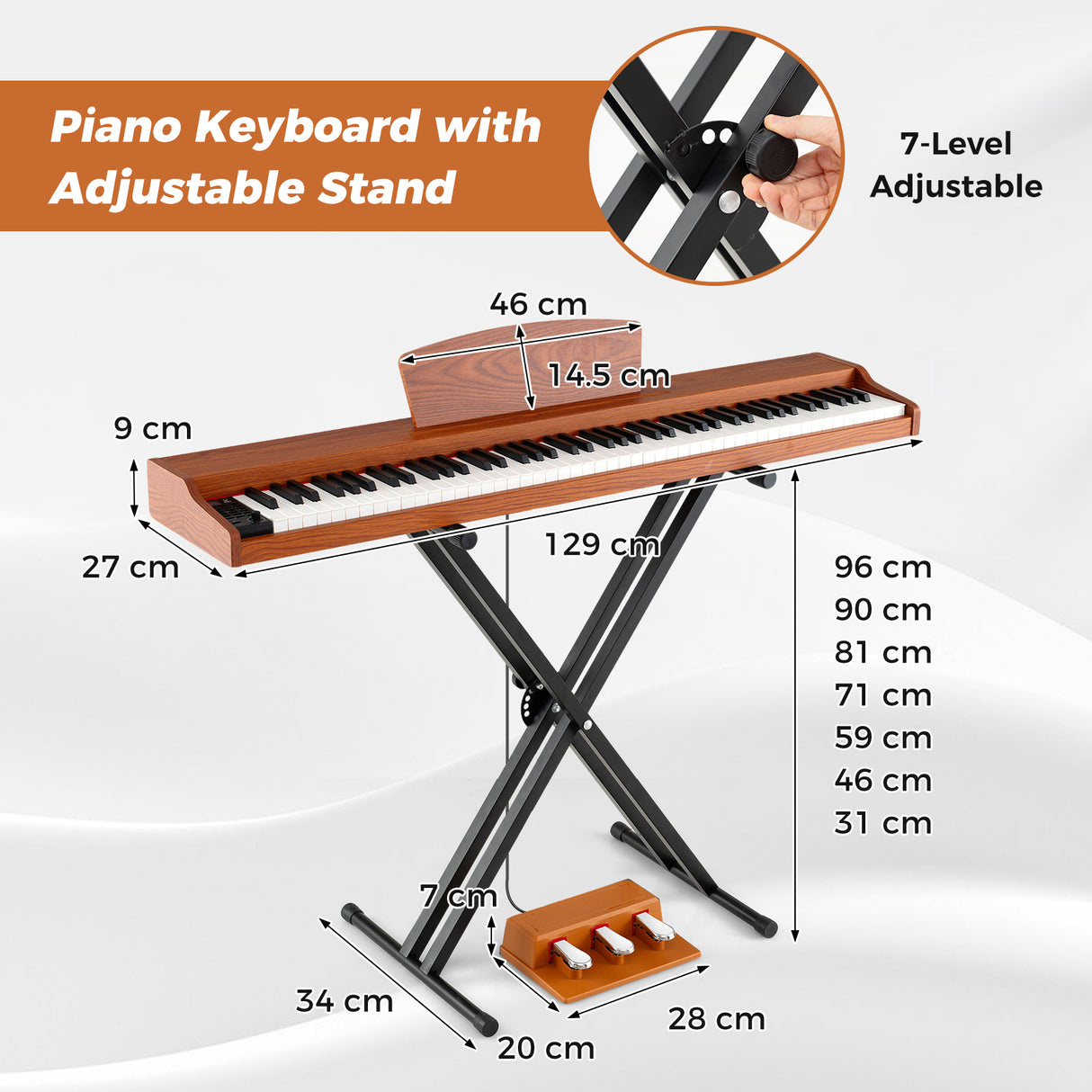 HONEY JOY 88-Key Keyboard Piano Set, Full Size Semi-weighted Digital Piano