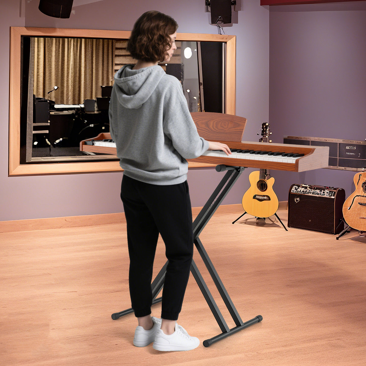 HONEY JOY 88-Key Keyboard Piano Set, Full Size Semi-weighted Digital Piano