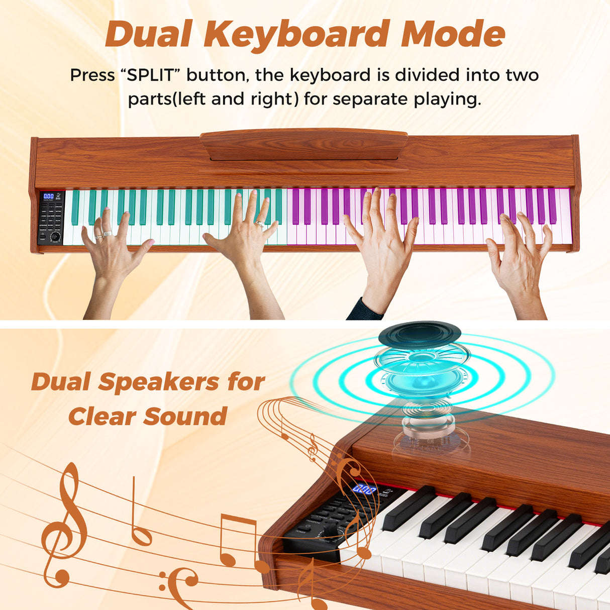 HONEY JOY 88-Key Keyboard Piano Set, Full Size Semi-weighted Digital Piano