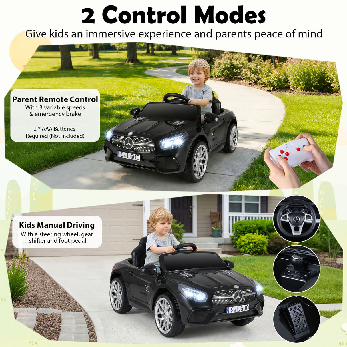 12V Licensed Mercedes Benz Kids Ride On Car with Parent Remote Control