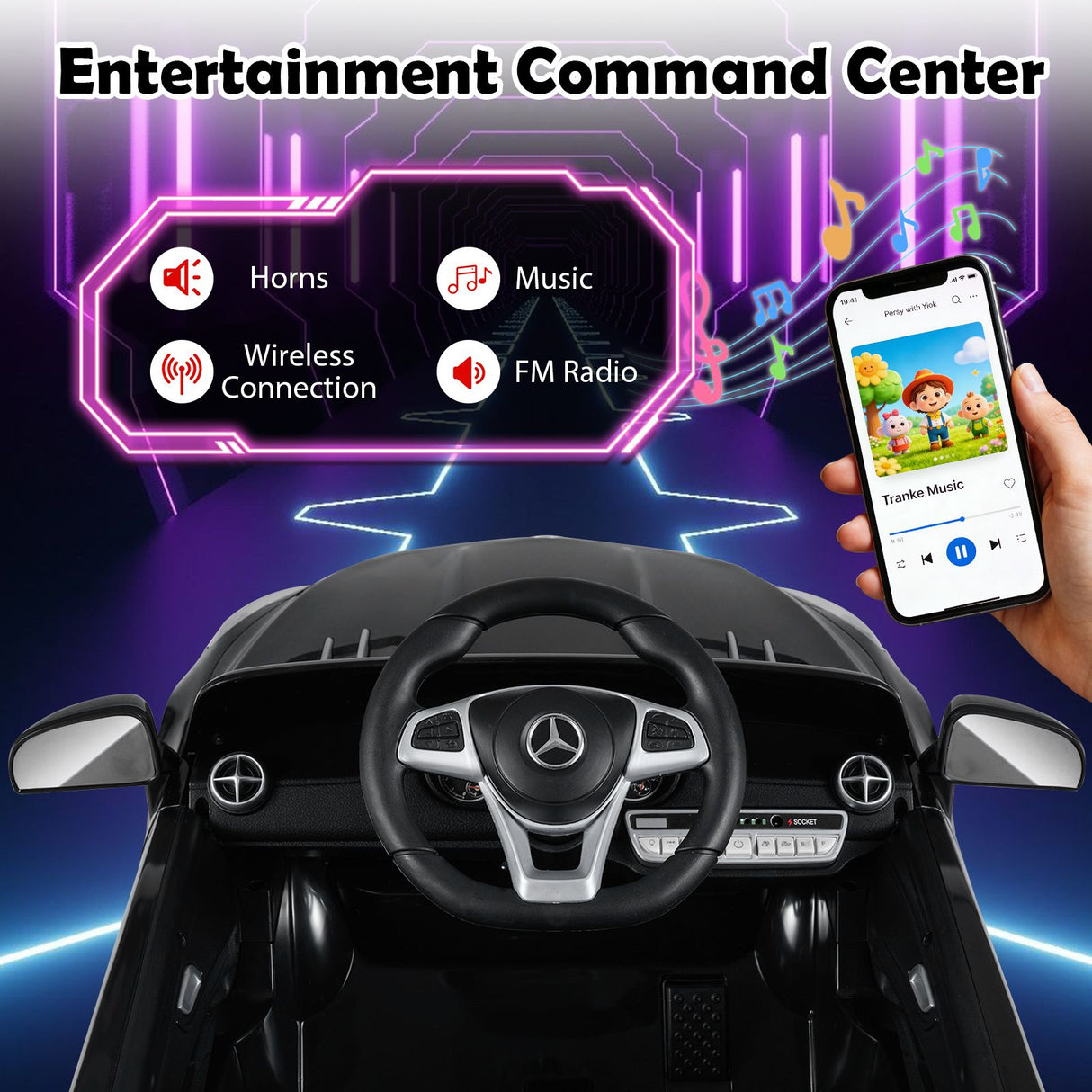 12V Licensed Mercedes Benz Kids Ride On Car with Parent Remote Control