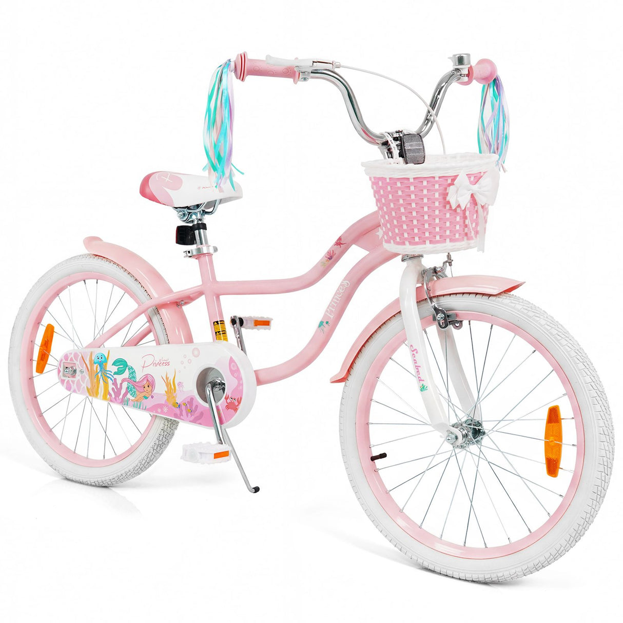Mermaid Girls Bike with Adjustable Seat and Handlebar for Kids Aged 8+ Years Old