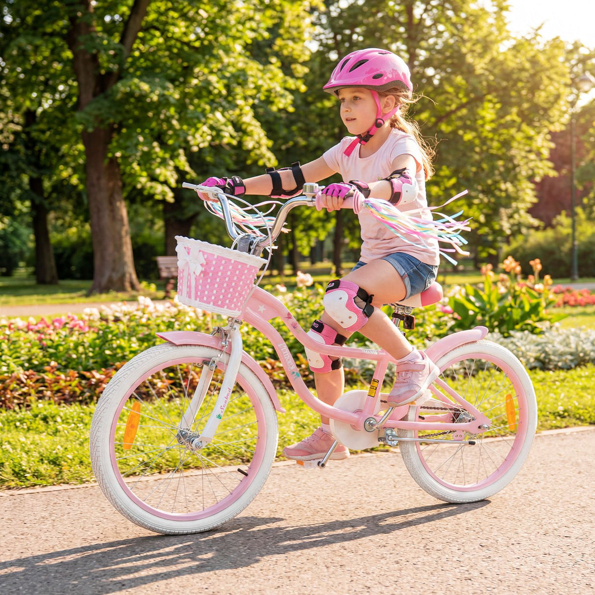 Mermaid Girls Bike with Adjustable Seat and Handlebar for Kids Aged 8+ Years Old