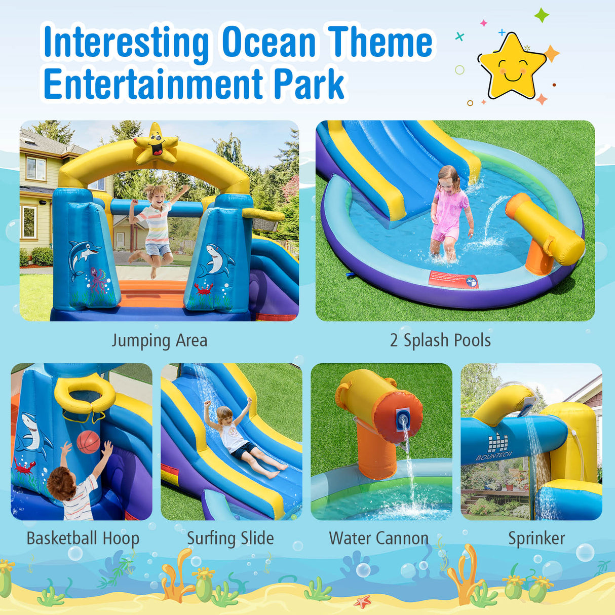 Ocean Inflatable Castle, Inflatable Bounce House, Inflatable Water Slide Park