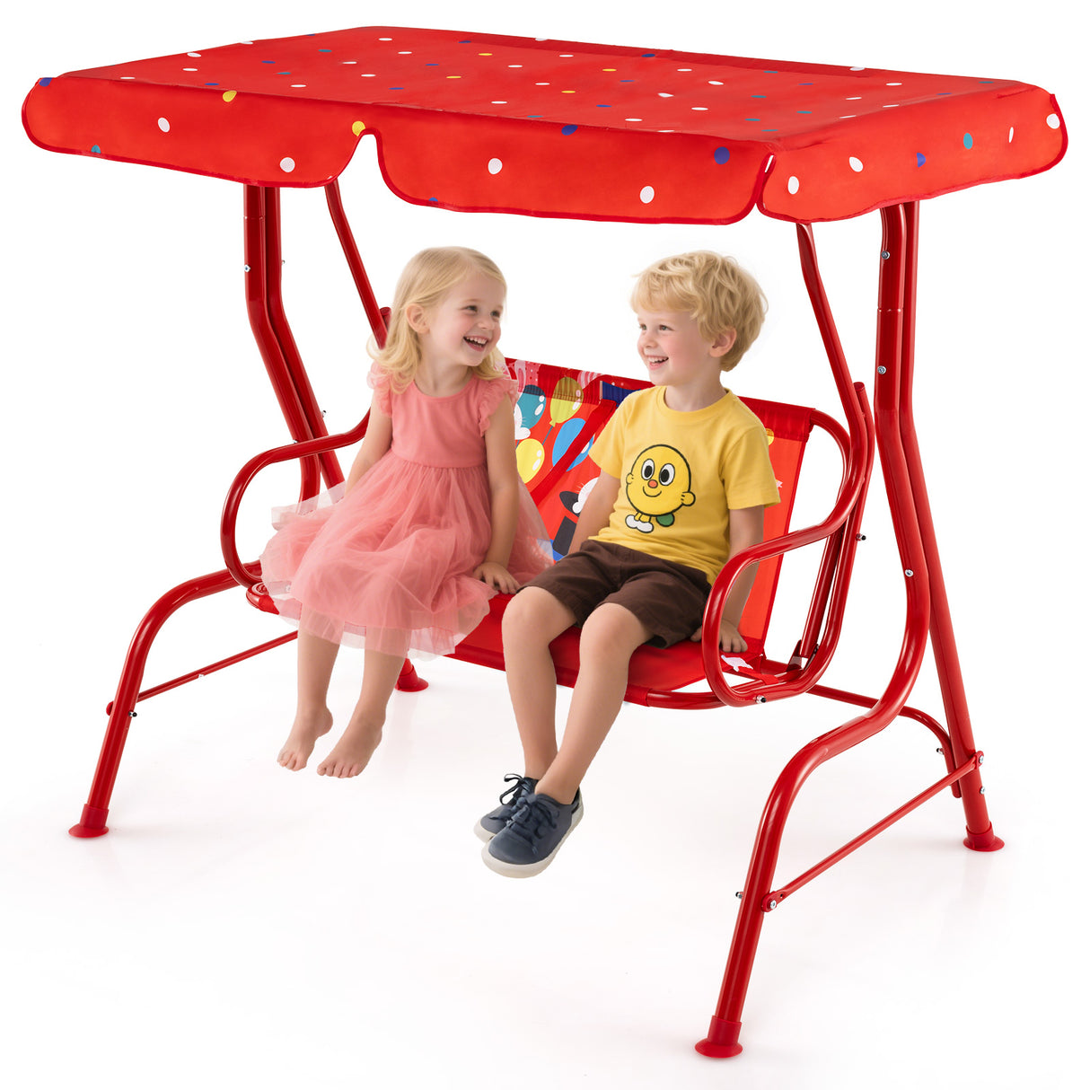 2-Seater Kids Porch Swing, Hanging Patio Swing Bench